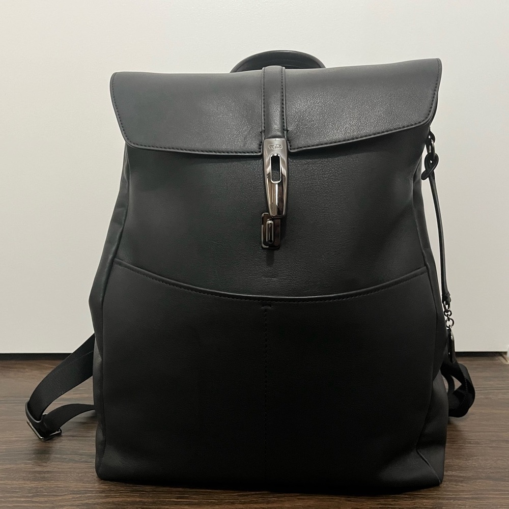 TUMI Marigot Black Leather Backpack